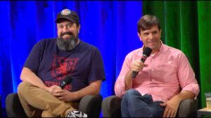 Josh and Chuck of Stuff You Should Know in a talk show