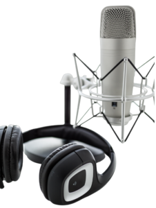 podcast mic and headphone