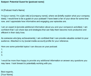 podcast pitch email template