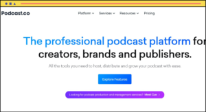 podcast.co dashboard screen